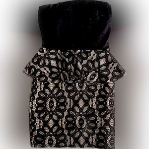 Black Peplum Tube Mini Dress